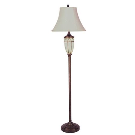 ORE INTERNATIONAL Ore International 8332FG 64 in. Floor Lamp with Night Light - Antique Brass and Frosted Glass 8332FG